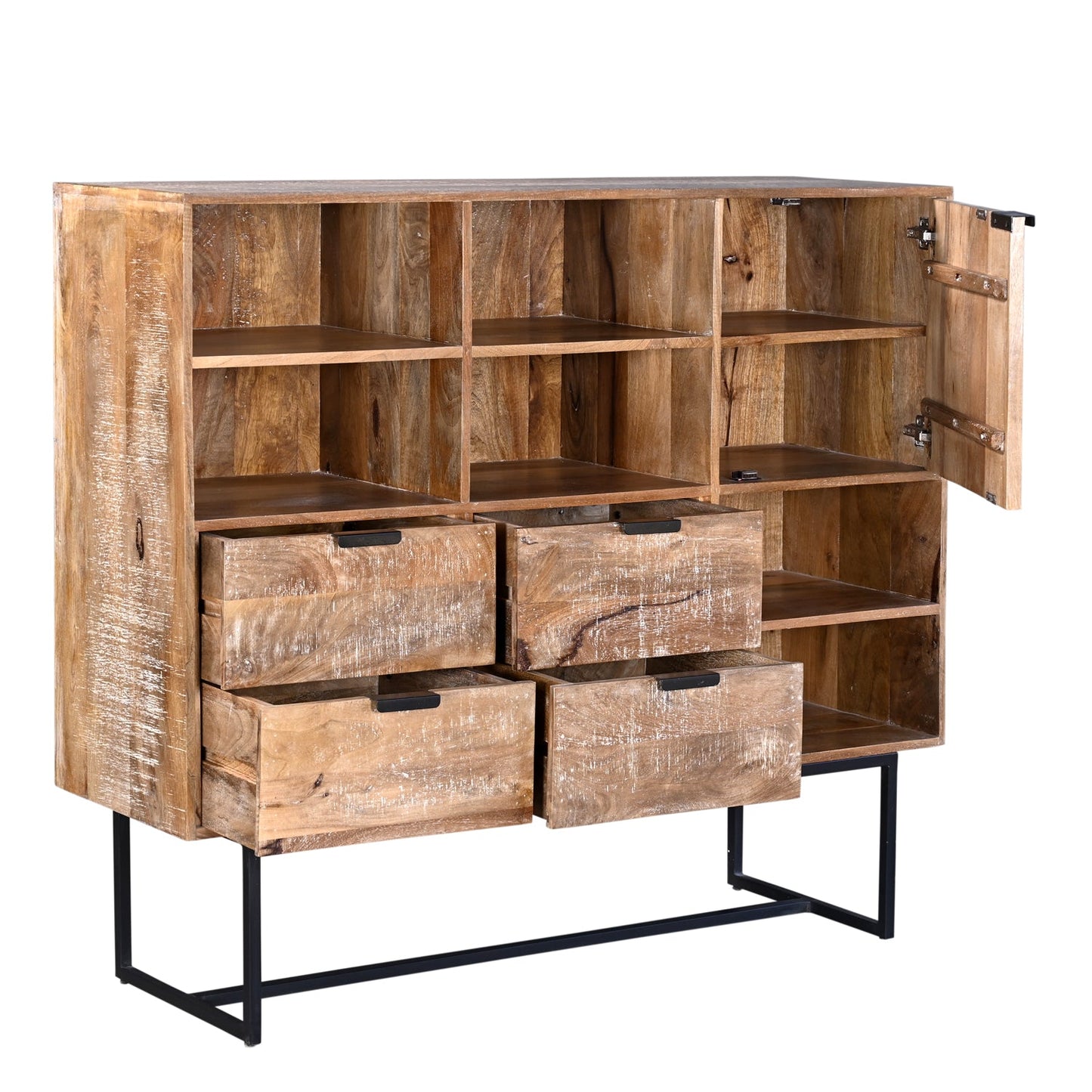 Barcelone - Buffet Haut Vaisselier en manguier massif 140 cm - Sarrva