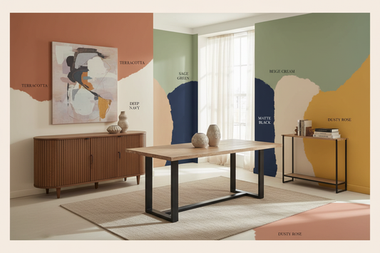 Couleurs tendance 2026 à associer avec des meubles en bois massif manguier - SARRVA