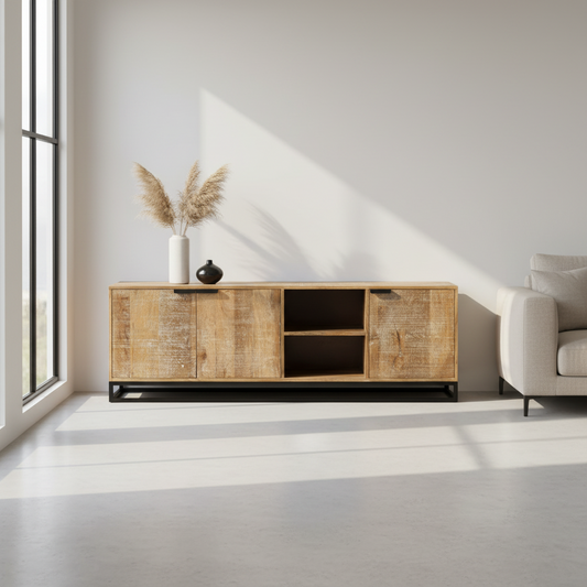 Barcelone - Meuble TV en manguier massif 165 cm - Sarrva