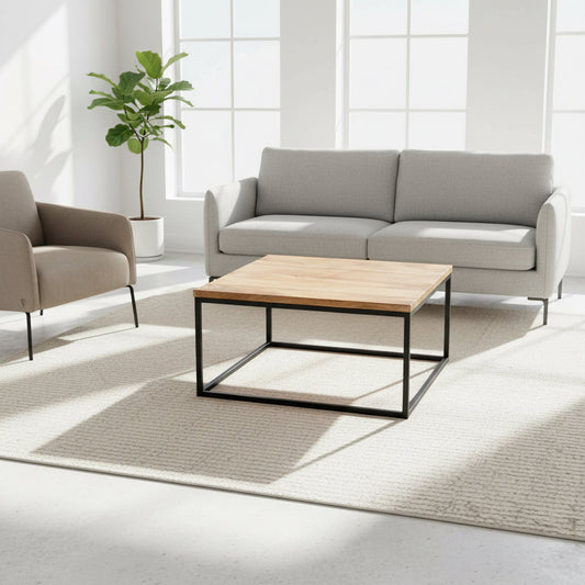 Bruges- Table Basse Carrée 80cm Bois Manguier Massif - Design Contemporain - Sarrva