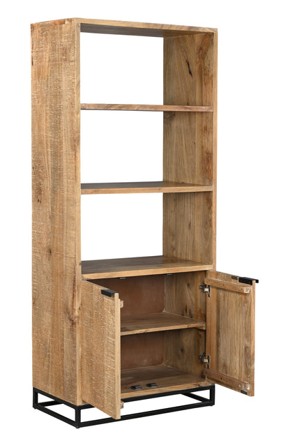 Barcelone - Bibliothèque 80cm Bois Manguier Blanchi - 2 Portes 4 Étagères - Sarrva