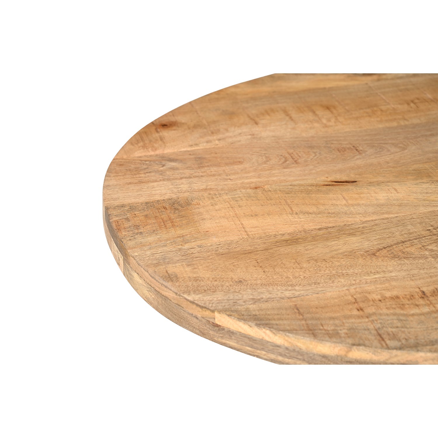 Lisbonne -Table à Manger Ronde en manguier massif 120 cm- Pieds Métal Noir Style Industriel - Sarrva