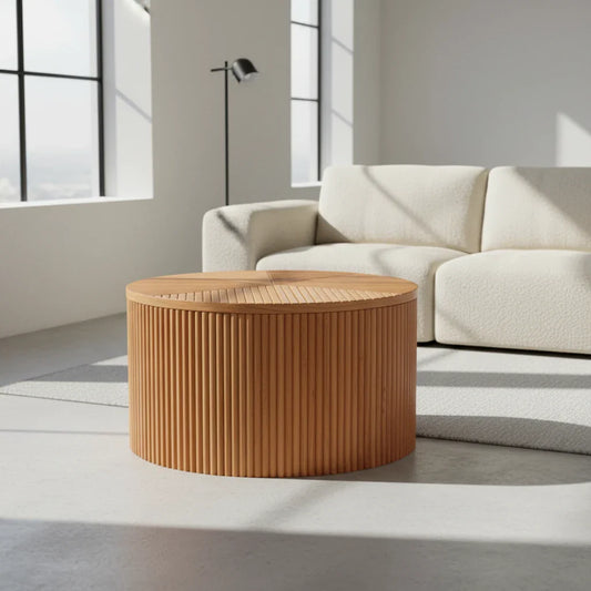 Ibiza - Table basse ronde en manguier massif 80 cm - Sarrva