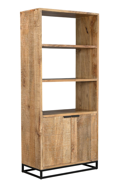 Barcelone - Bibliothèque 80cm Bois Manguier Blanchi - 2 Portes 4 Étagères - Sarrva