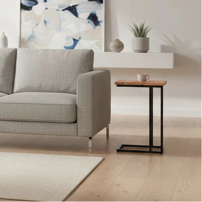 Table d'Appoint Bout de Canapé 40cm Bois Manguier - Métal Noir Collection KALIA - Sarrva