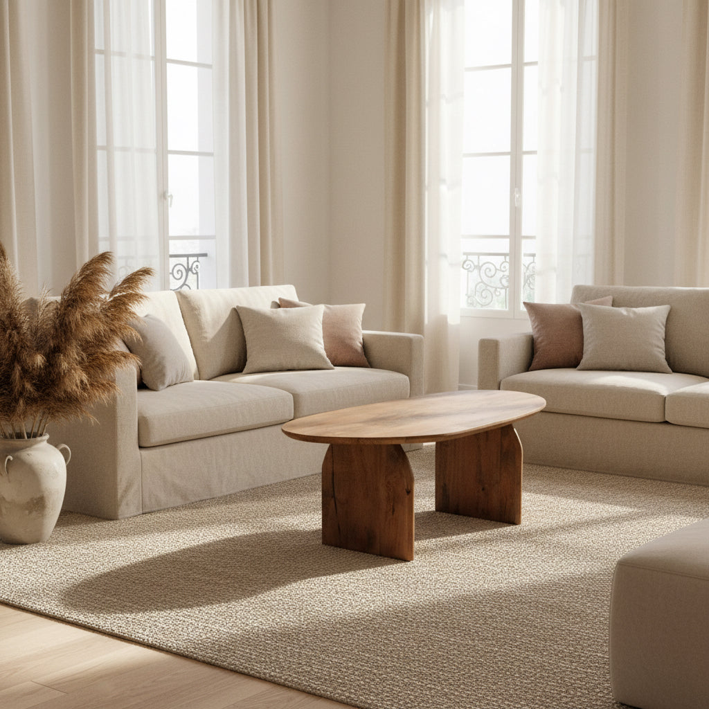 Monaco - Table Basse Ovale en manguier massif 120 cm - Sarrva