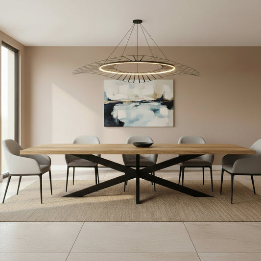 Lisbonne -Table à manger en manguier massif 200 cm - pieds mikado - Sarrva