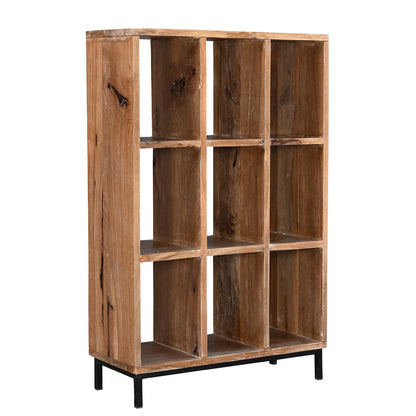 Braga- Bibliothèque 90cm Bois Manguier - 9 Niches Ouvertes Collection KALIA - Sarrva