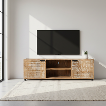 Palerme - Meuble TV en manguier massif 140 cm - Sarrva