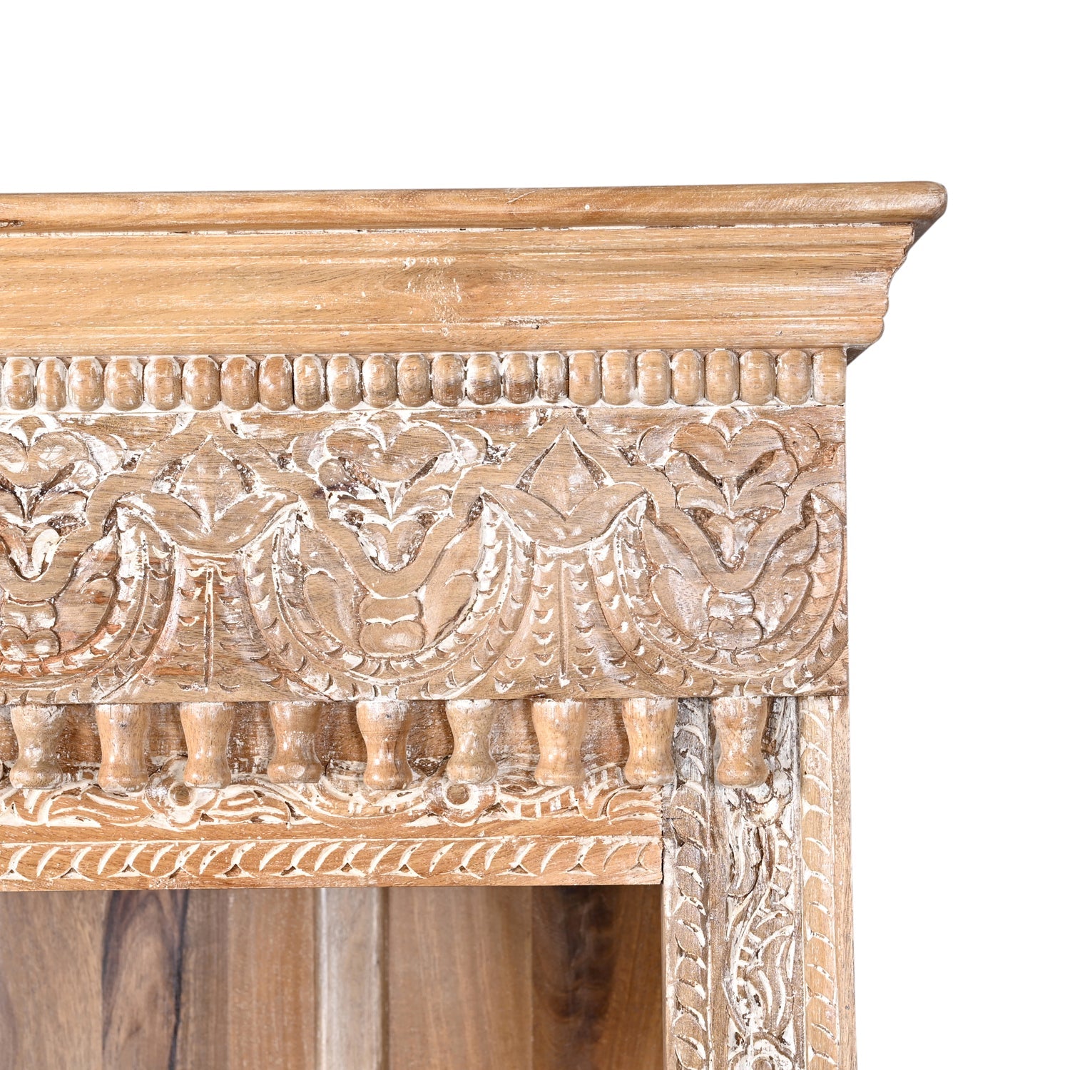 Bibliothèque Sculptée 80cm Bois Manguier - 3 Étagères Collection BOMBAY - Sarrva
