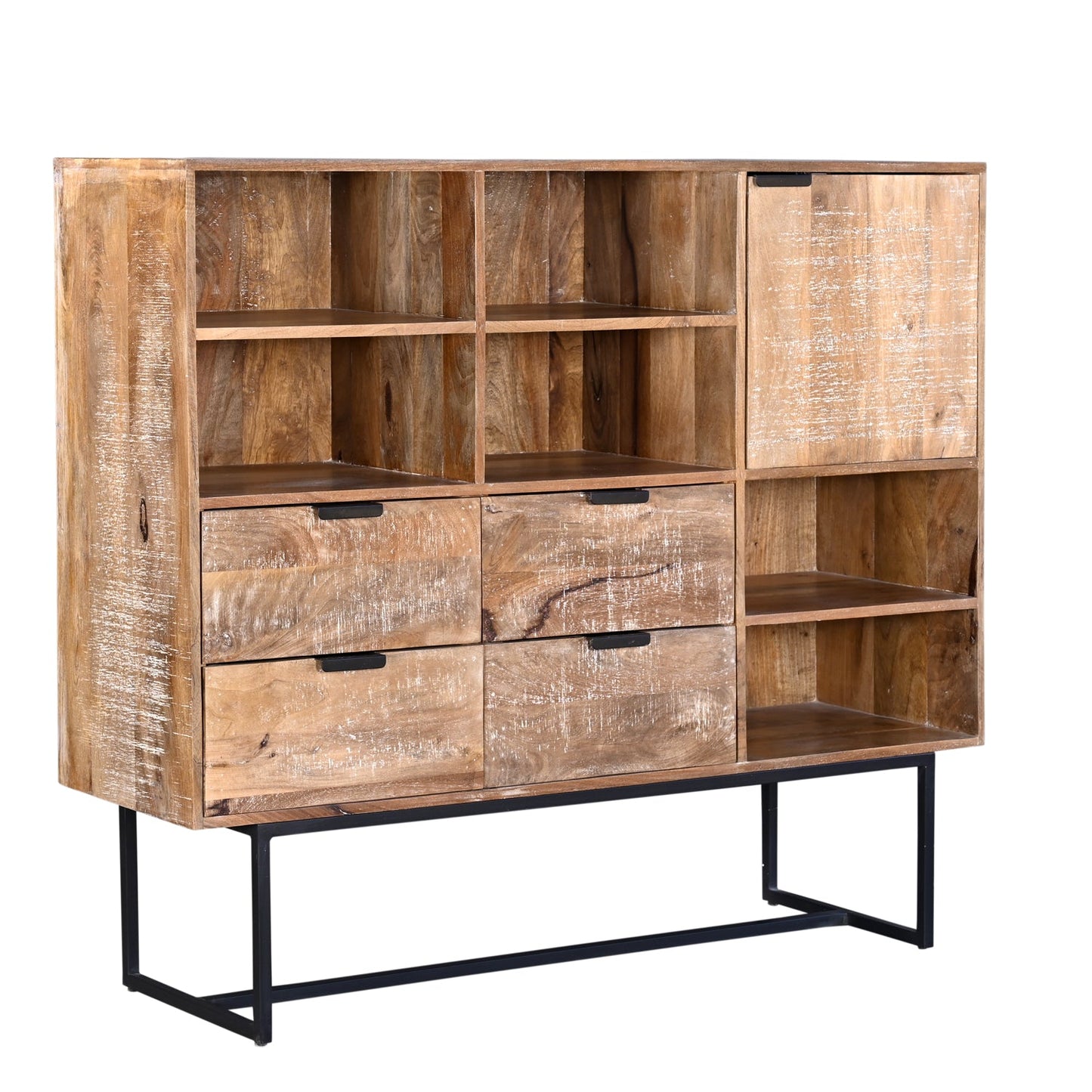 Barcelone - Buffet Haut Vaisselier en manguier massif 140 cm - Sarrva