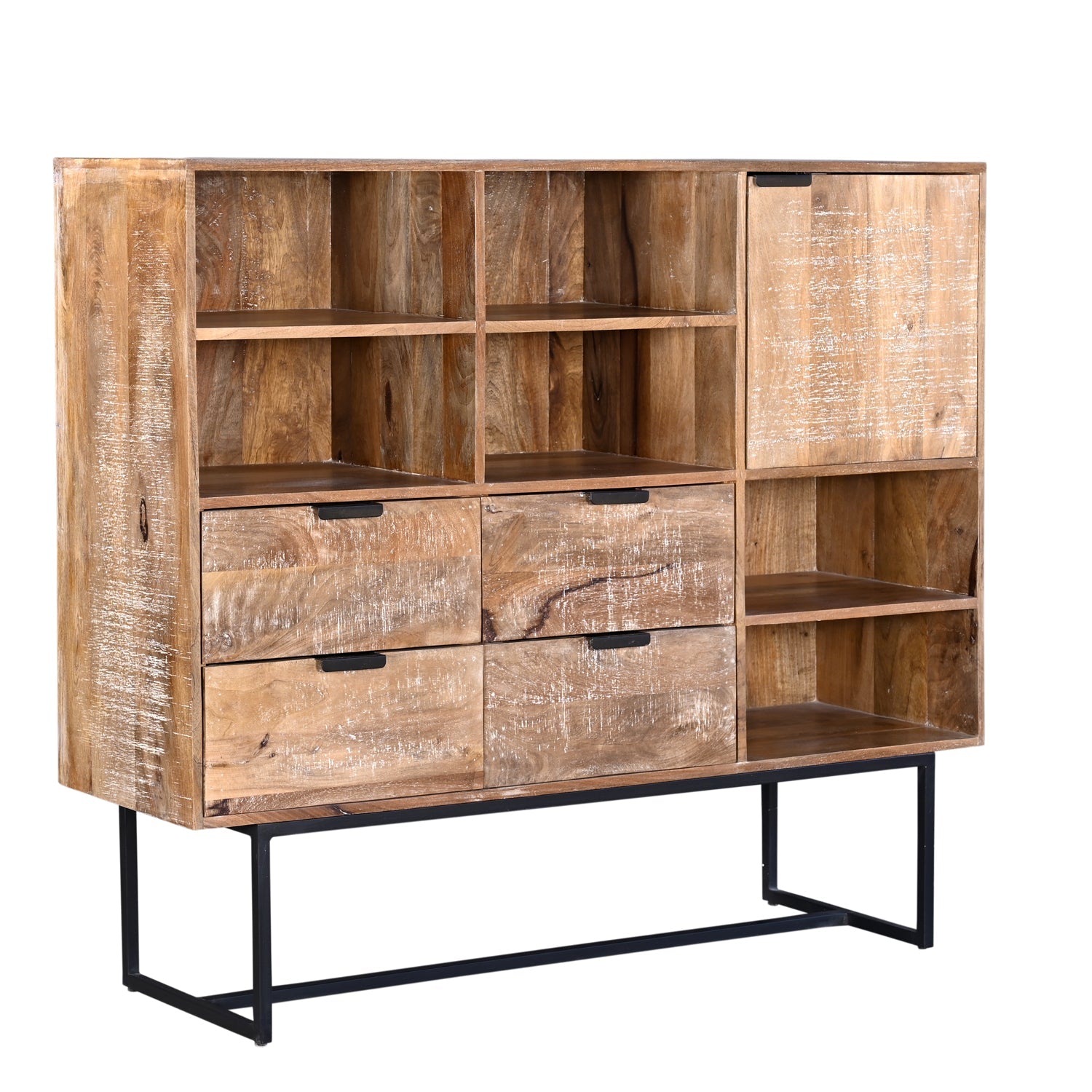 Barcelone - Buffet Haut Vaisselier en manguier massif 140 cm - Sarrva