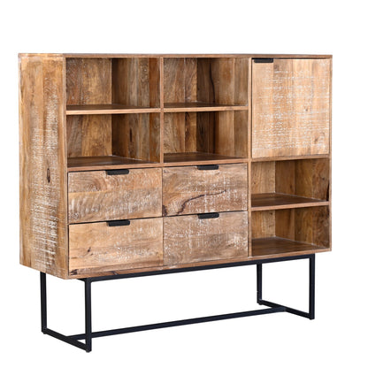 Barcelone - Buffet Haut Vaisselier en manguier massif 140 cm - Sarrva