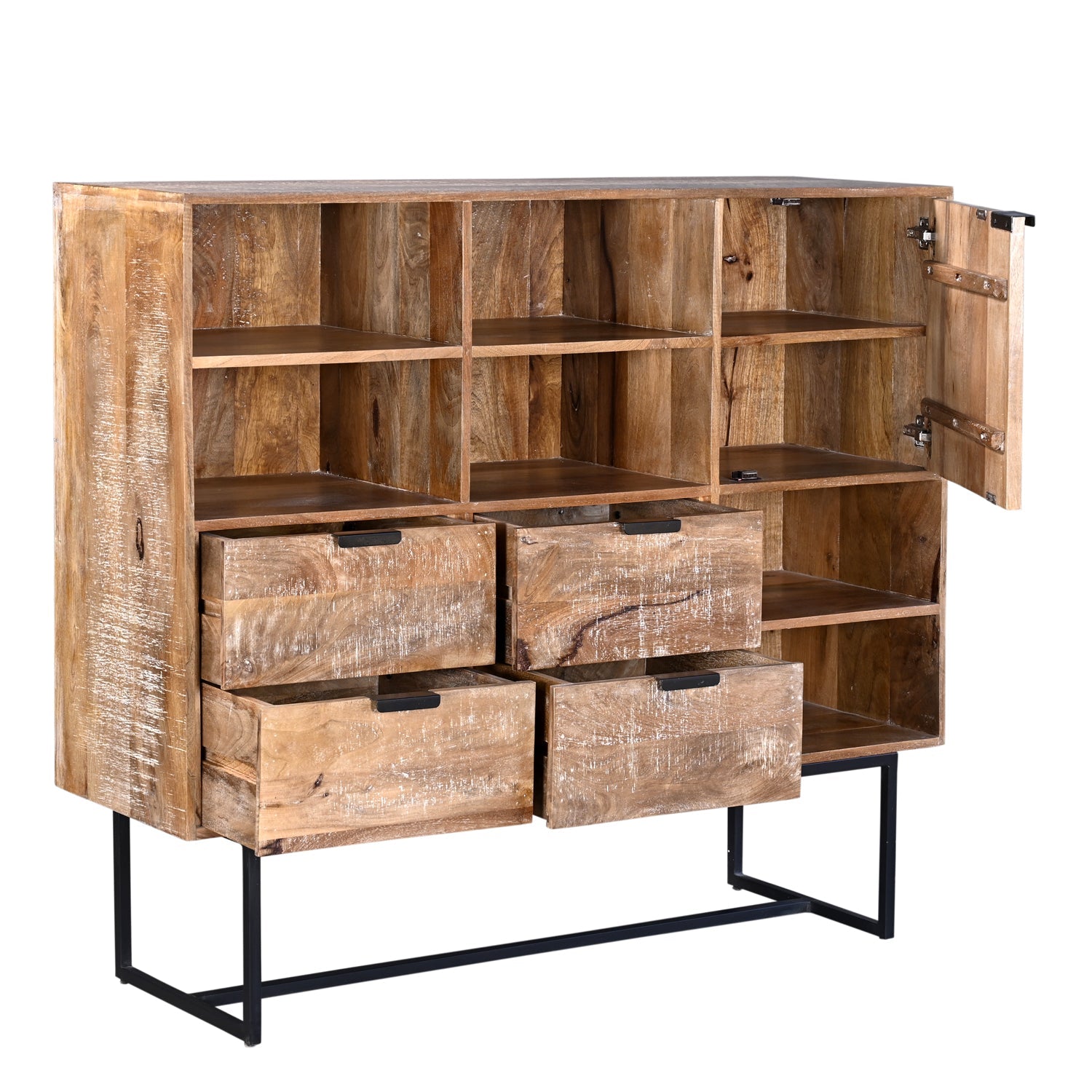 Barcelone - Buffet Haut Vaisselier en manguier massif 140 cm - Sarrva