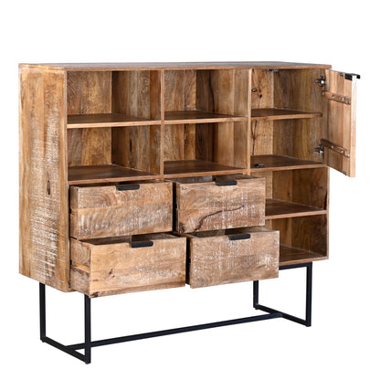 Barcelone - Buffet Haut Vaisselier en manguier massif 140 cm - Sarrva