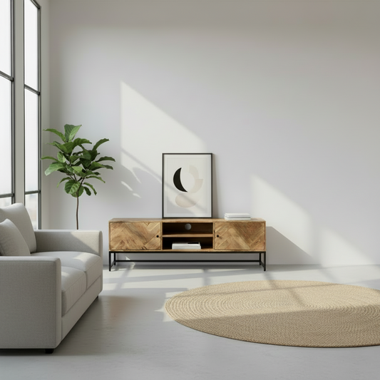 Stockholm - Meuble TV en acacia massif 158 cm - Sarrva