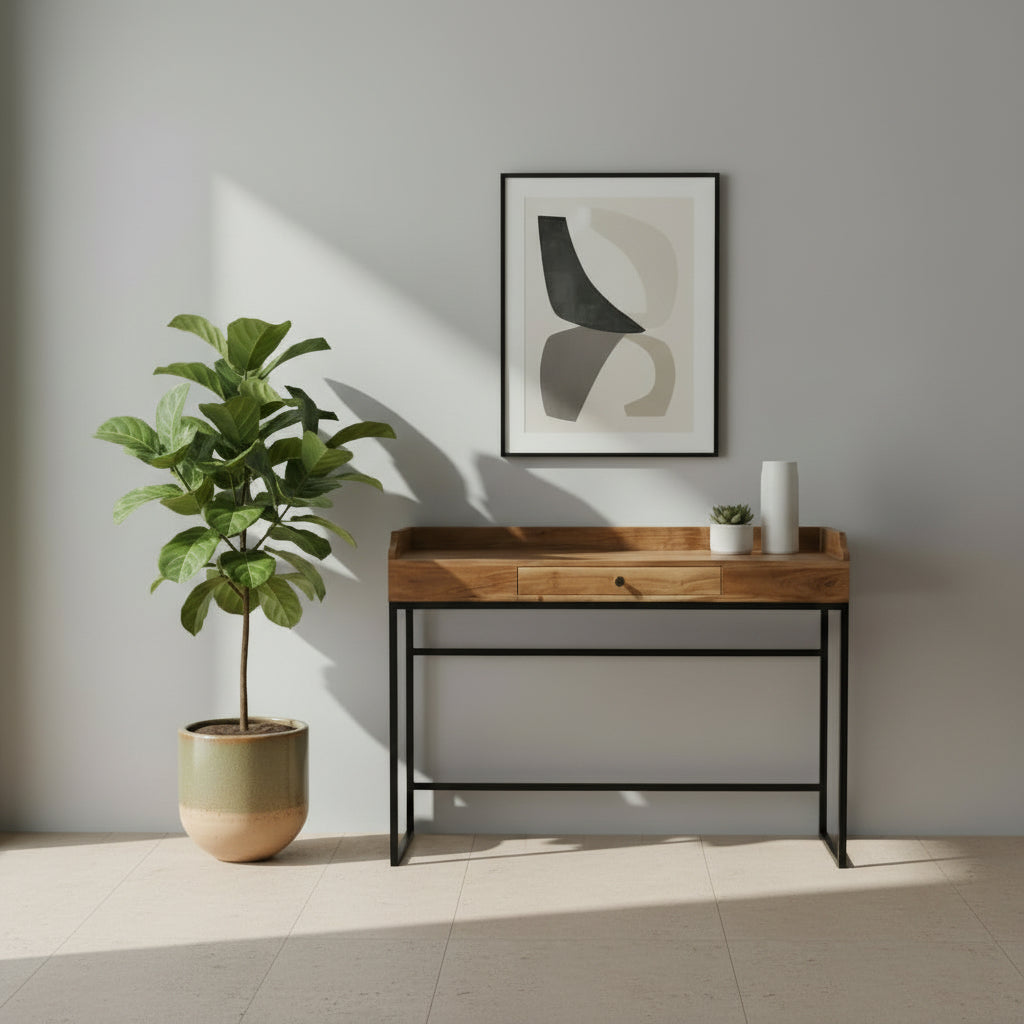 Hanovre - Console/ Coiffeuse en acacia massif 125 cm - Sarrva