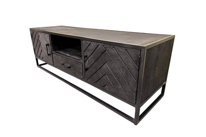 Chennai - Meuble TV en manguier massif 150cm Noir - Sarrva